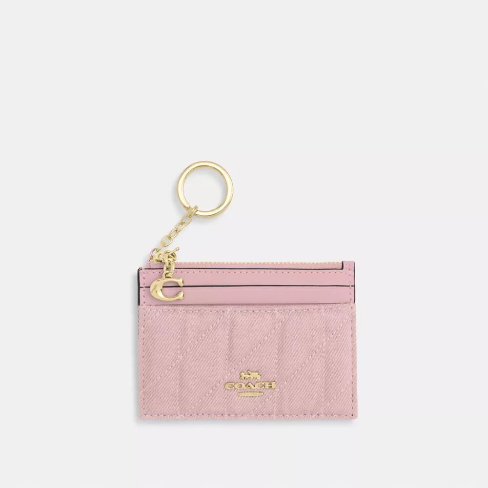 Mini Skinny Id Case in Loved Denim with Quilting and Charm