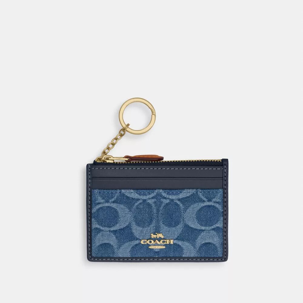 Mini Skinny Id Case in Signature Denim
