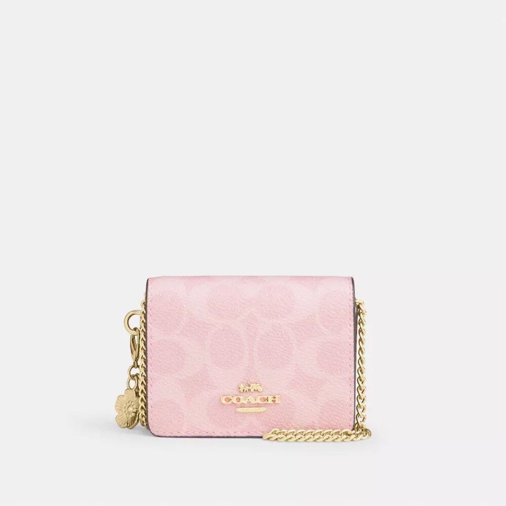 Mini Wallet on a Chain in Signature Canvas with Charms