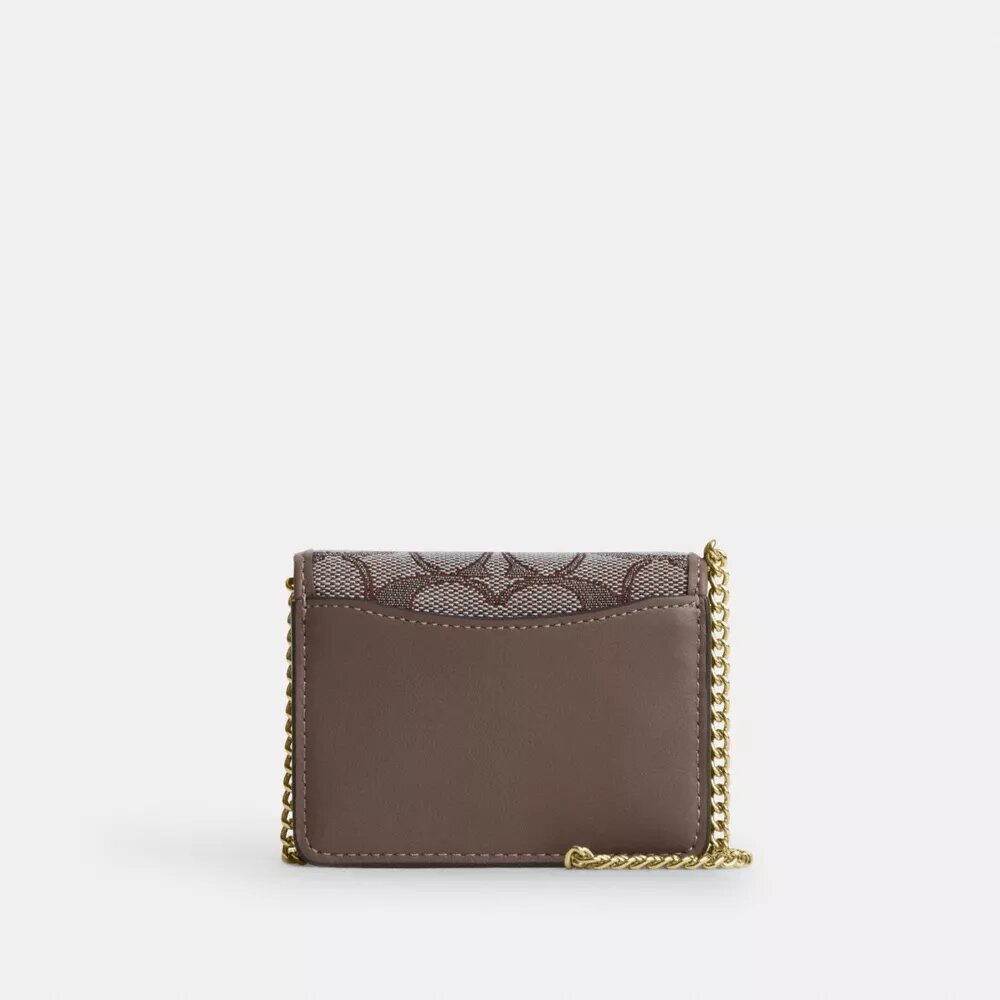 Mini Wallet on a Chain in Signature Jacquard with Floral Embroidery