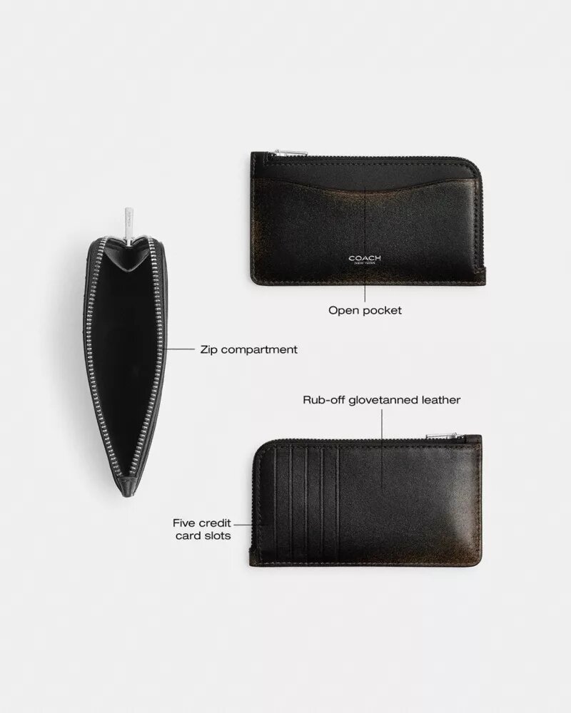 New York Zip Card Case in Loved Leather