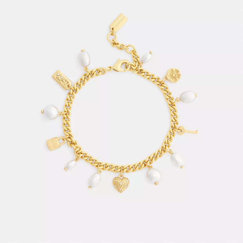 Pearl and Heart Charm Bracelet