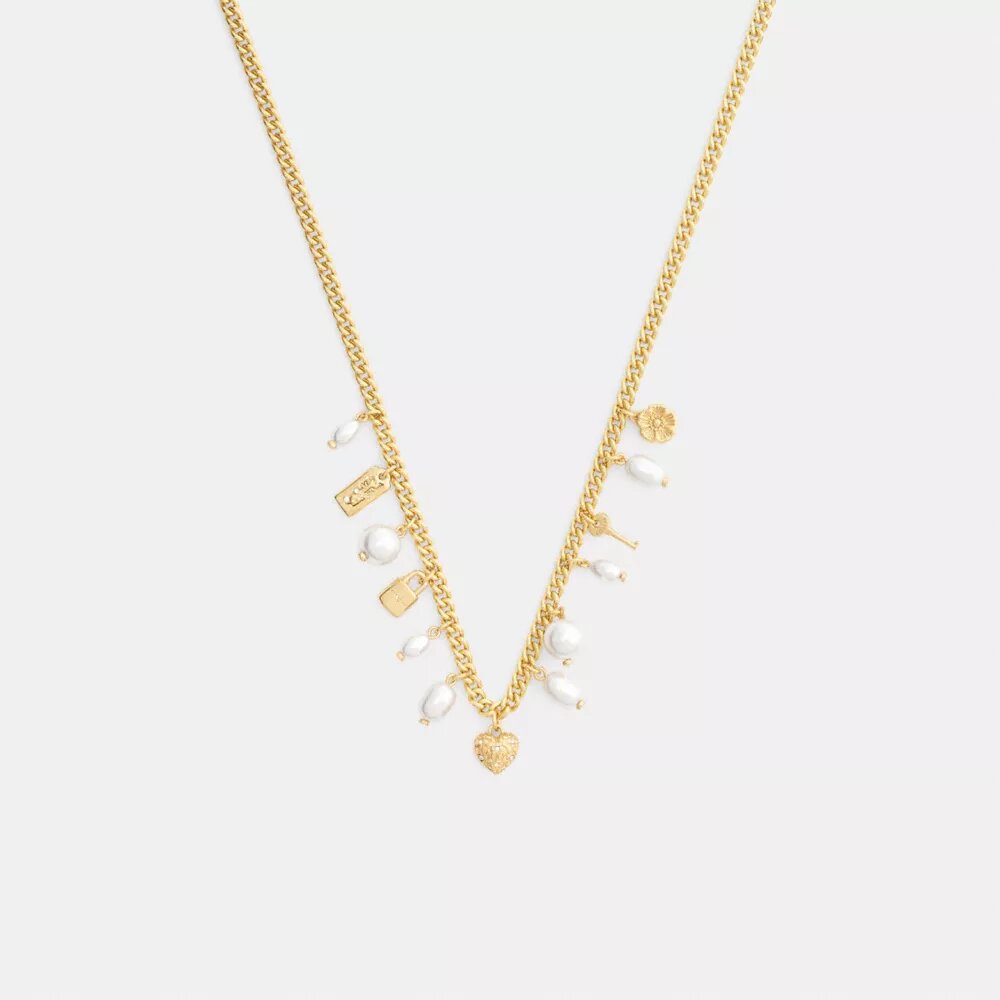 Pearl and Heart Charm Necklace