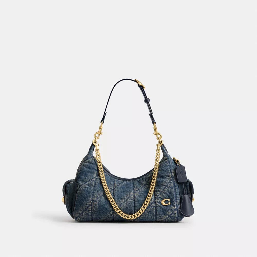 Pocket Juliet Bag 30 in Regenerative Cotton Denim with Quilting