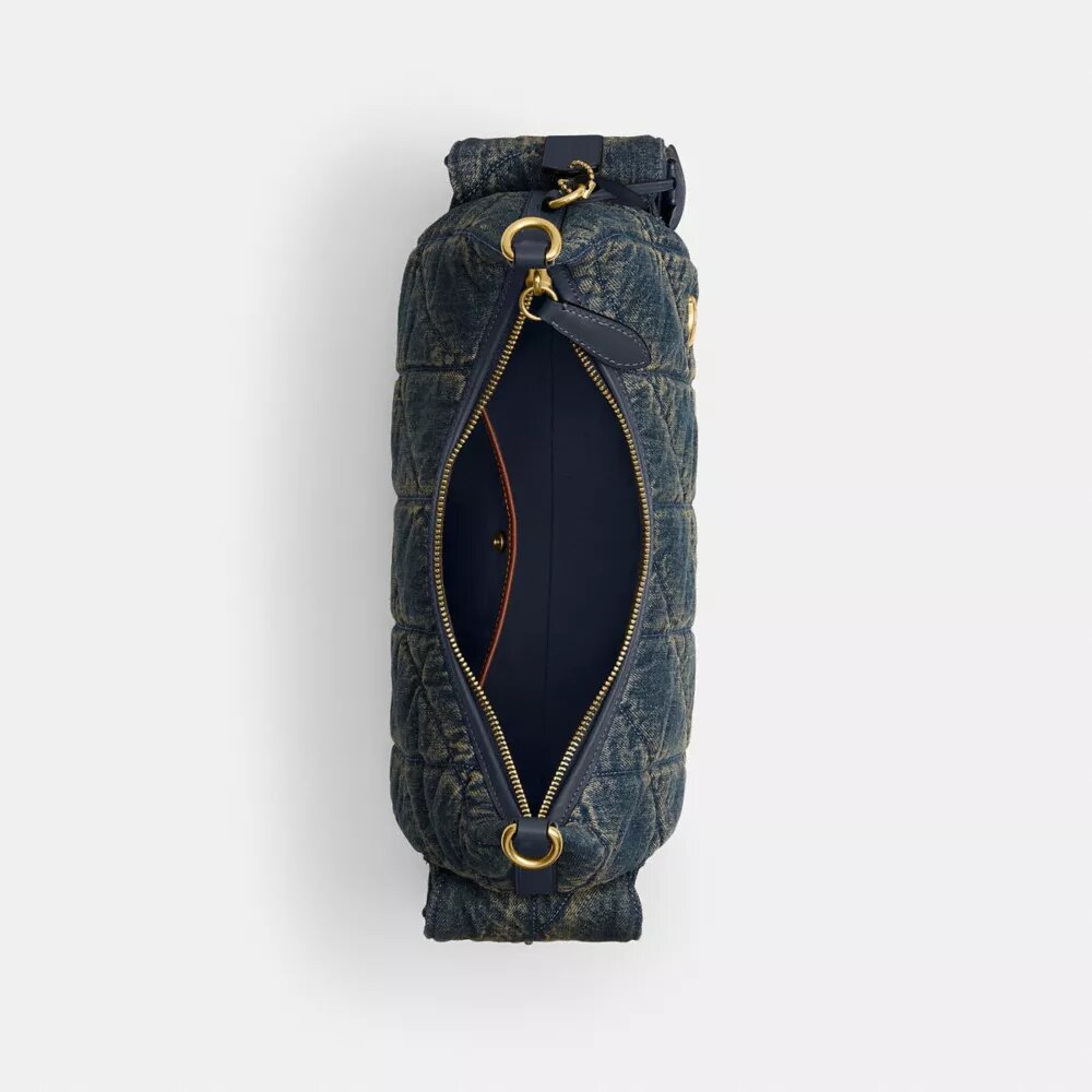 Pocket Juliet Bag 30 in Regenerative Cotton Denim with Quilting