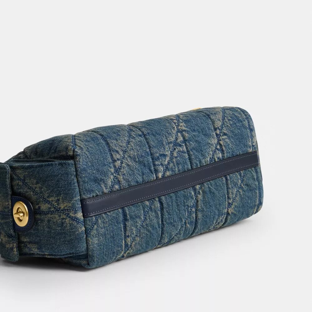Pocket Juliet Bag 30 in Regenerative Cotton Denim with Quilting
