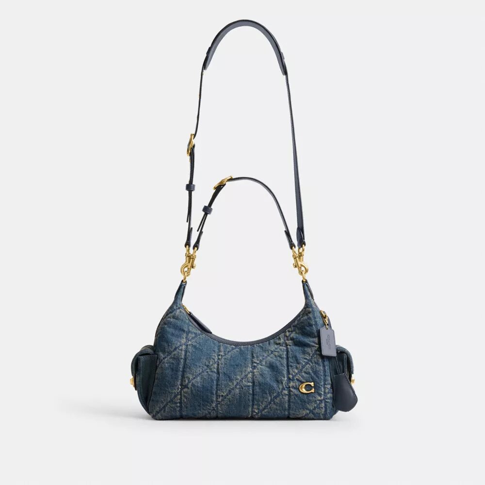 Pocket Juliet Bag 30 in Regenerative Cotton Denim with Quilting