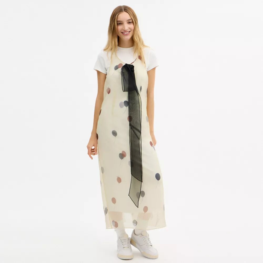 Printed Organza Balloon Dress