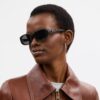 Quilted Oval Rectangle Sunglasses