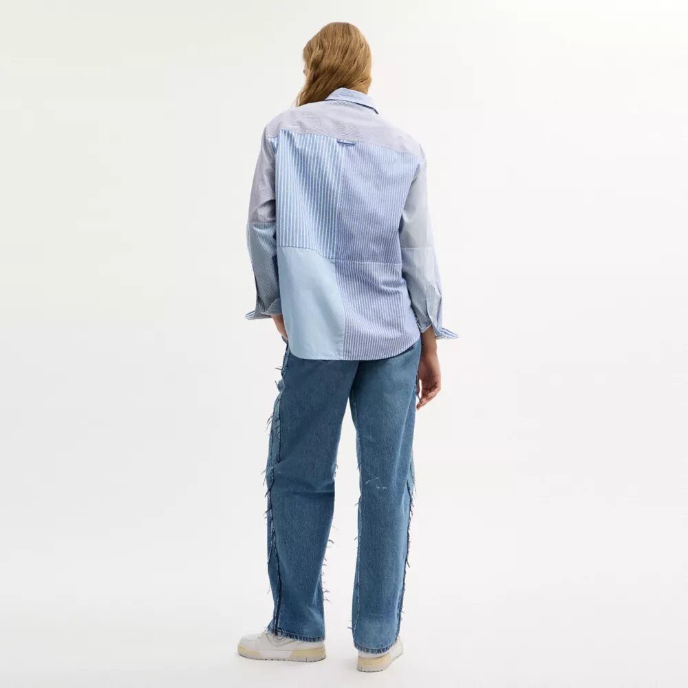 Repurposed Cotton Patchwork Oxford Shirt