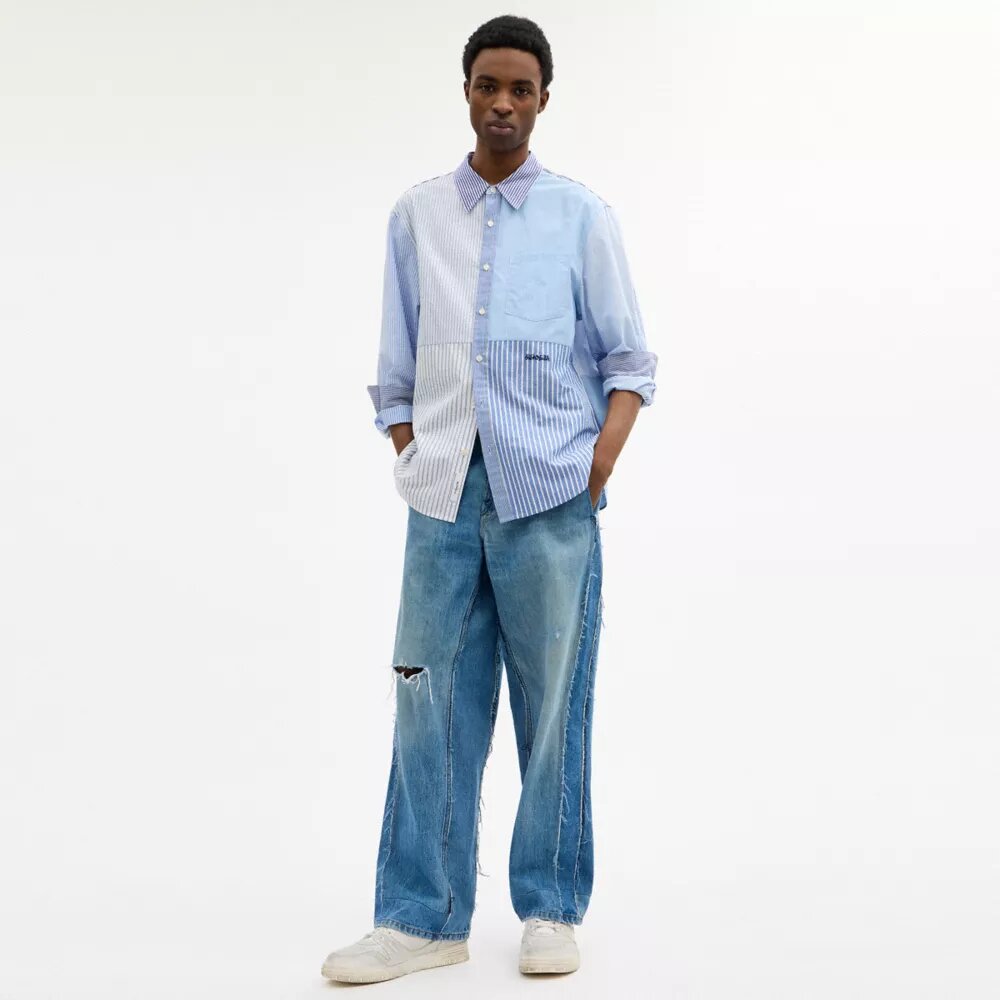 Repurposed Cotton Patchwork Oxford Shirt