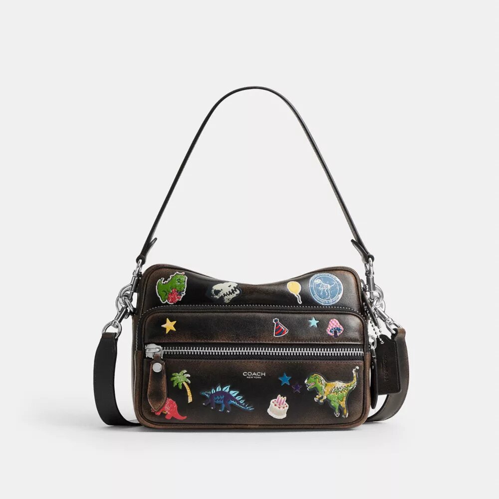 Rexy 10Th Birthday Dakota Crossbody Bag in Loved Leather with Sticker Print