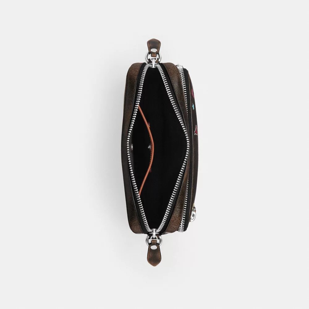 Rexy 10Th Birthday Dakota Crossbody Bag in Loved Leather with Sticker Print