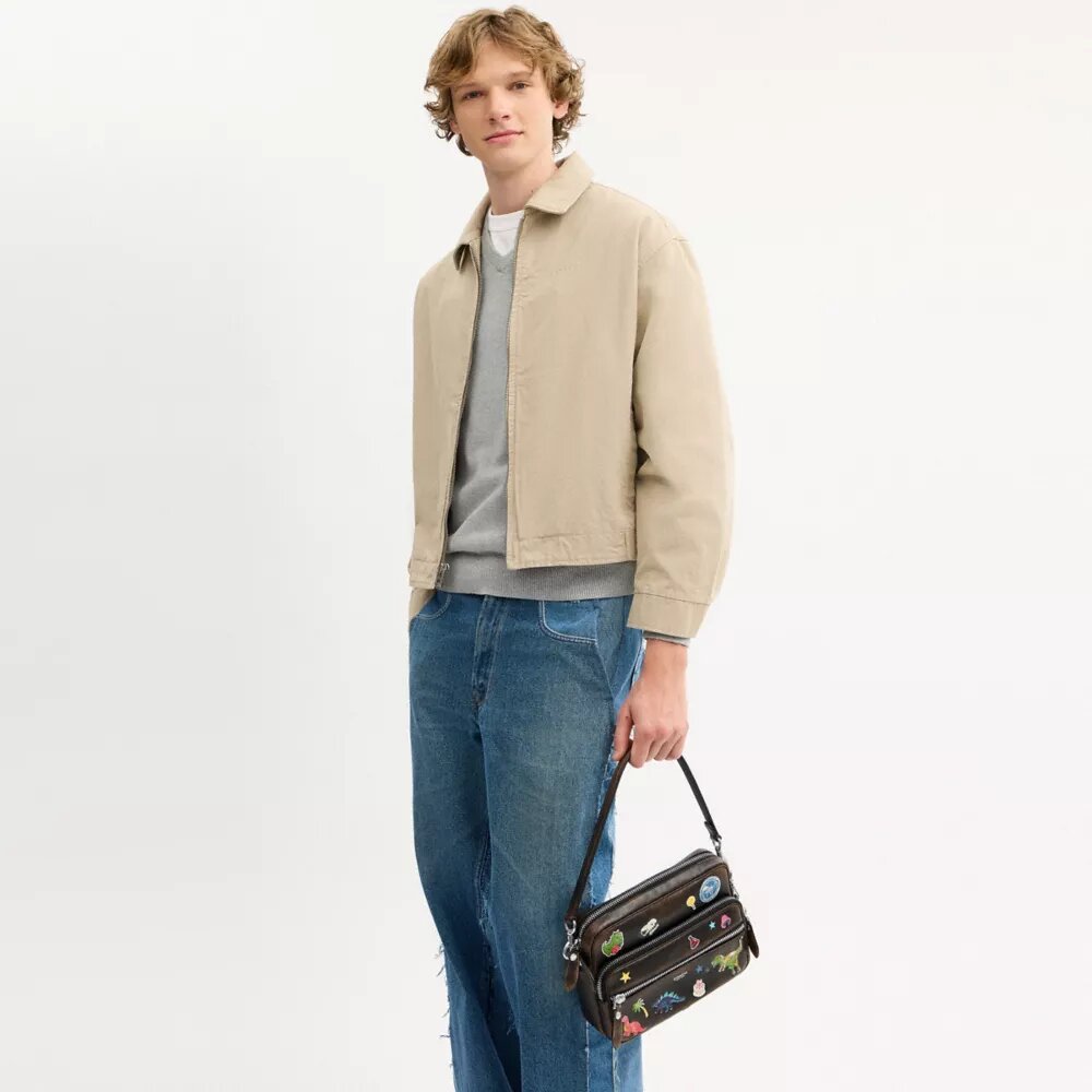 Rexy 10Th Birthday Dakota Crossbody Bag in Loved Leather with Sticker Print