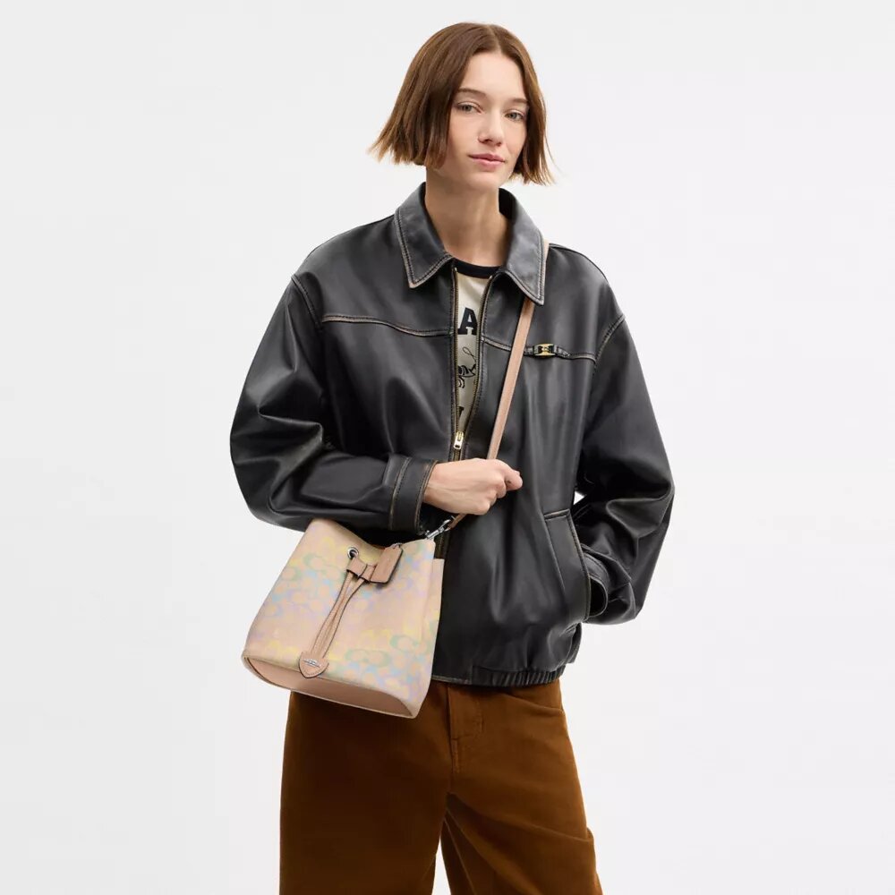 Rowan Bucket Bag in Rainbow Signature Canvas