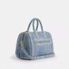 Rowan Large Satchel Bag in Loved Denim with Charms