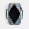 Rowan Large Satchel Bag in Loved Denim with Charms