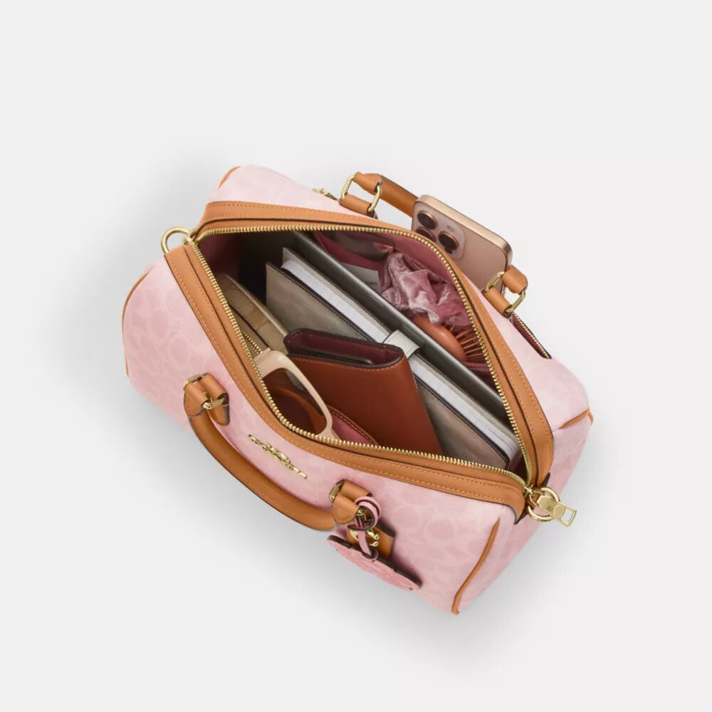 Rowan Large Satchel Bag in Signature Canvas with Charms
