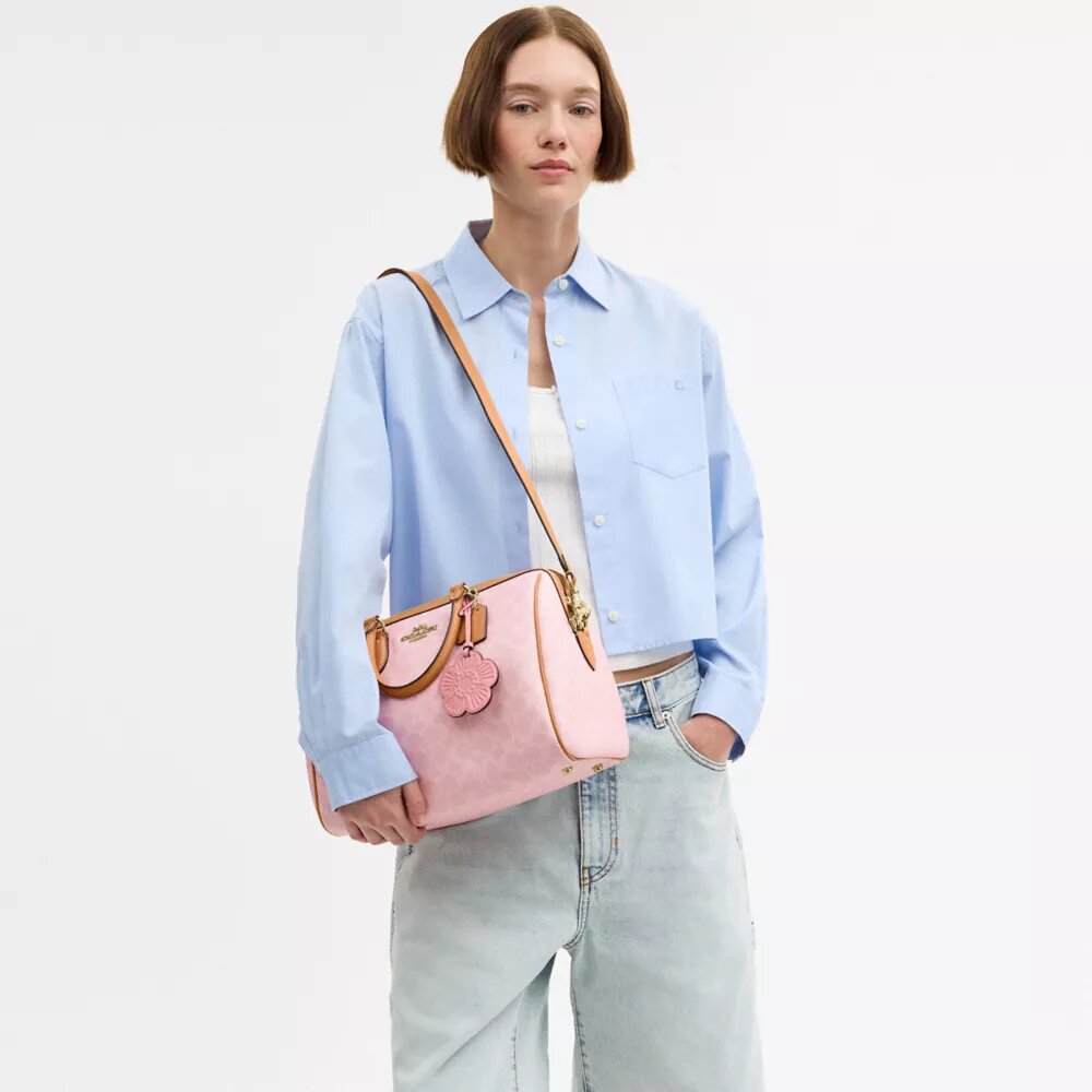 Rowan Large Satchel Bag in Signature Canvas with Charms