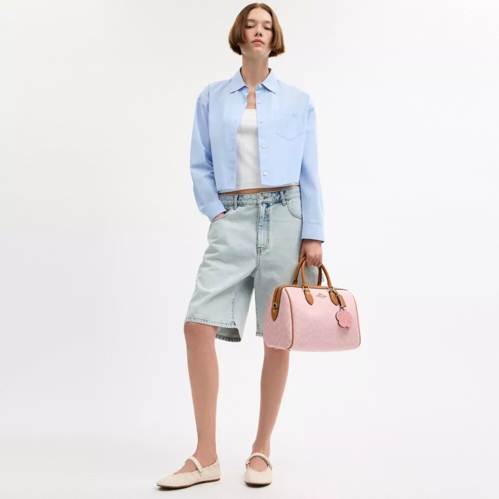 Rowan Large Satchel Bag in Signature Canvas with Charms