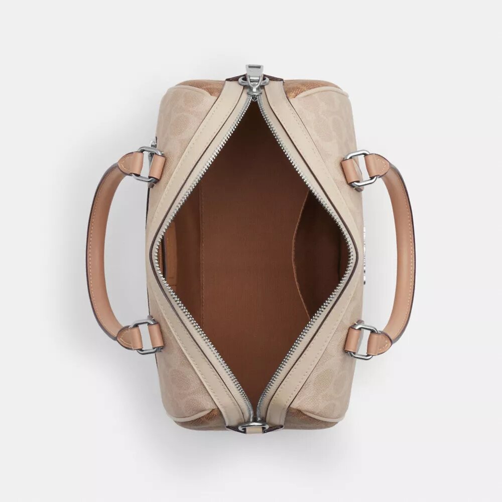 Rowan Satchel Bag in Blocked Signature Canvas
