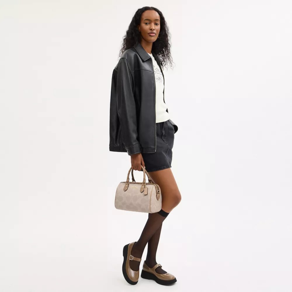 Rowan Satchel Bag in Blocked Signature Canvas
