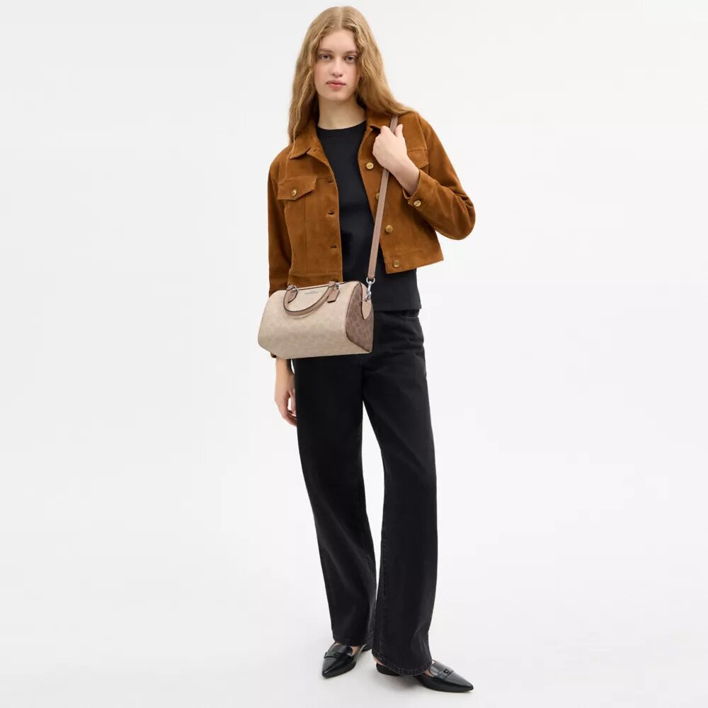 Rowan Satchel Bag in Blocked Signature Canvas