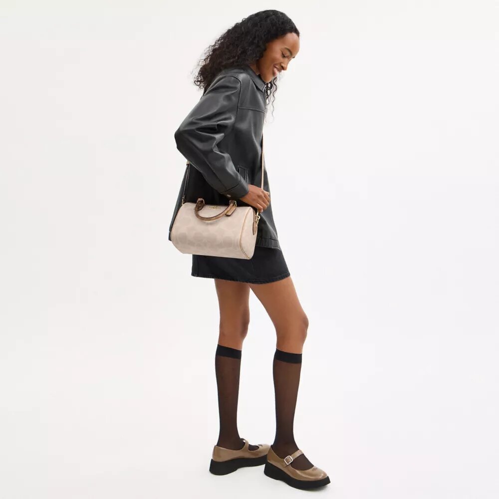 Rowan Satchel Bag in Blocked Signature Canvas