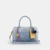 Rowan Satchel Bag in Loved Denim with Charms
