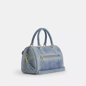 Rowan Satchel Bag in Loved Denim with Charms