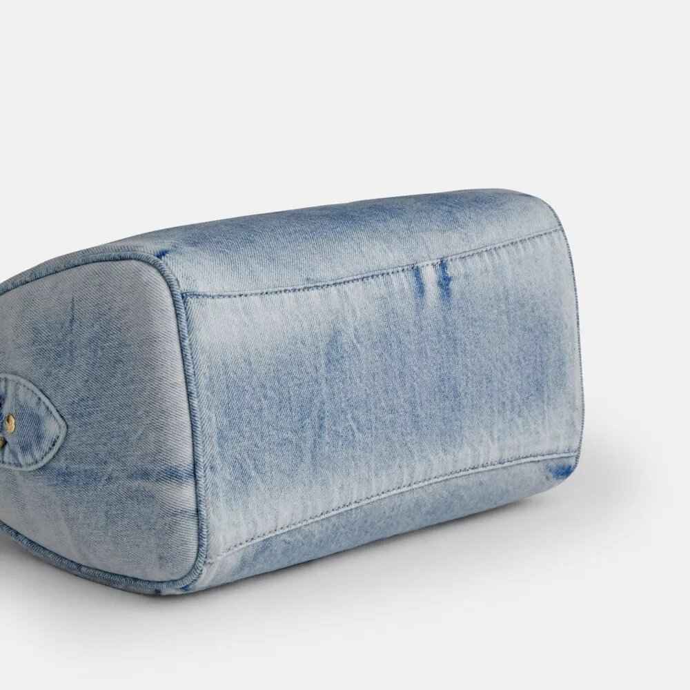 Rowan Satchel Bag in Loved Denim with Charms