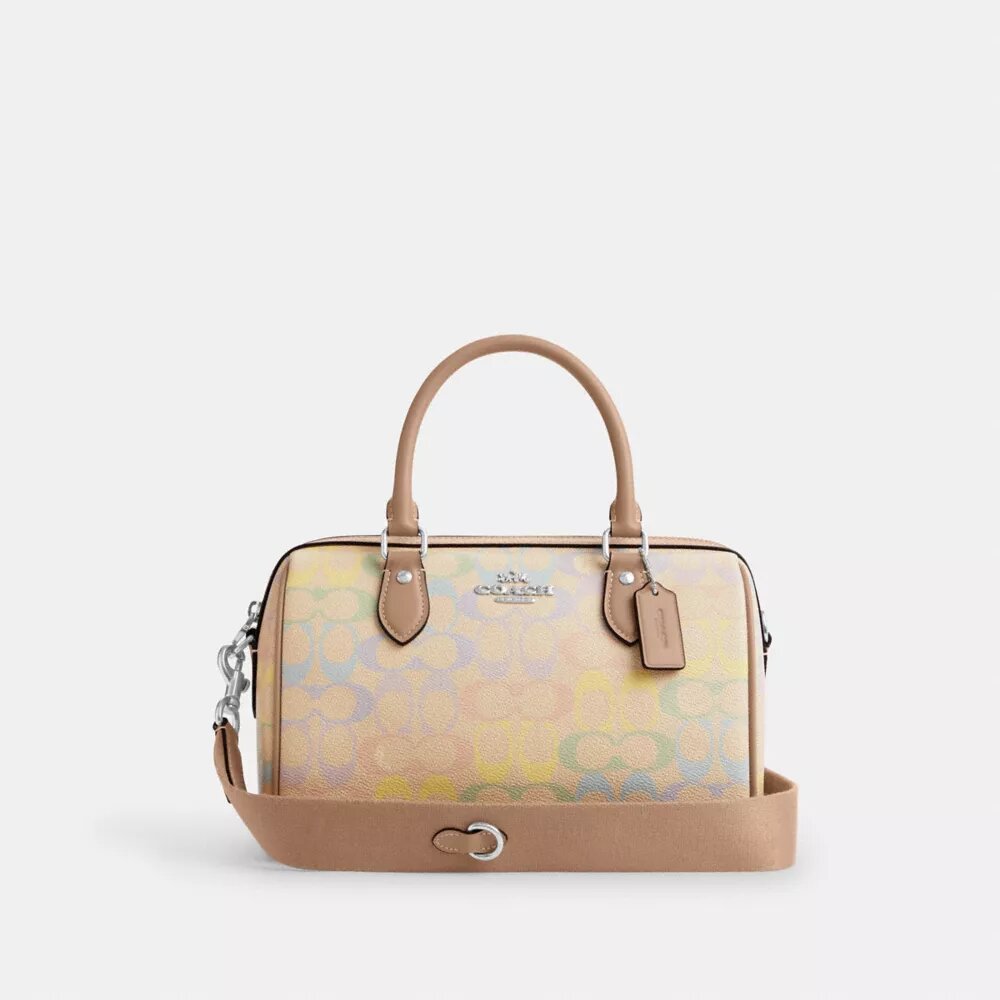 Rowan Satchel Bag in Rainbow Signature Canvas