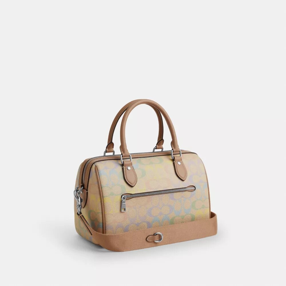 Rowan Satchel Bag in Rainbow Signature Canvas