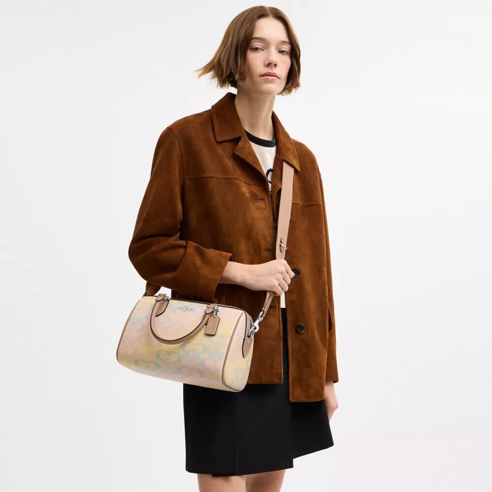 Rowan Satchel Bag in Rainbow Signature Canvas