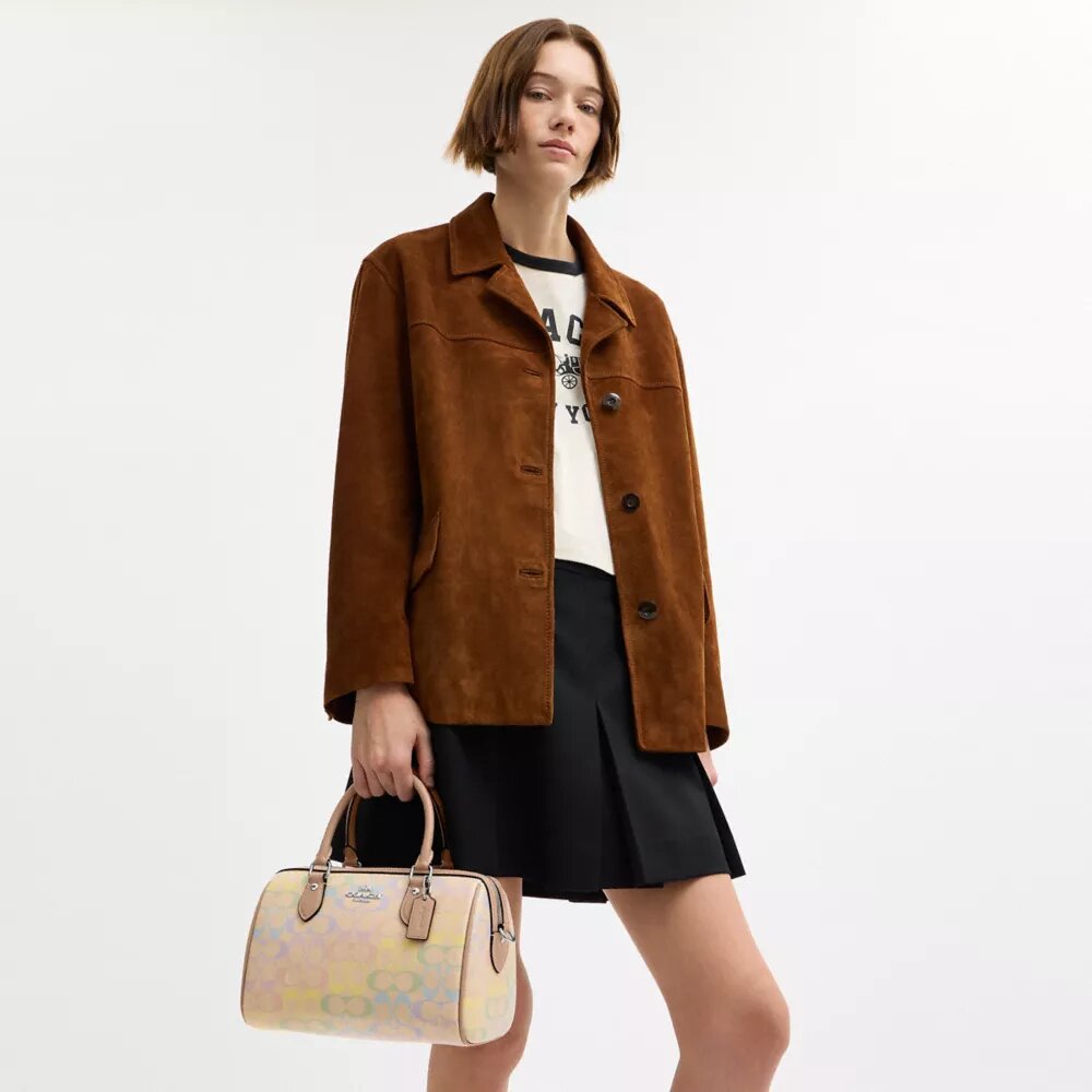 Rowan Satchel Bag in Rainbow Signature Canvas
