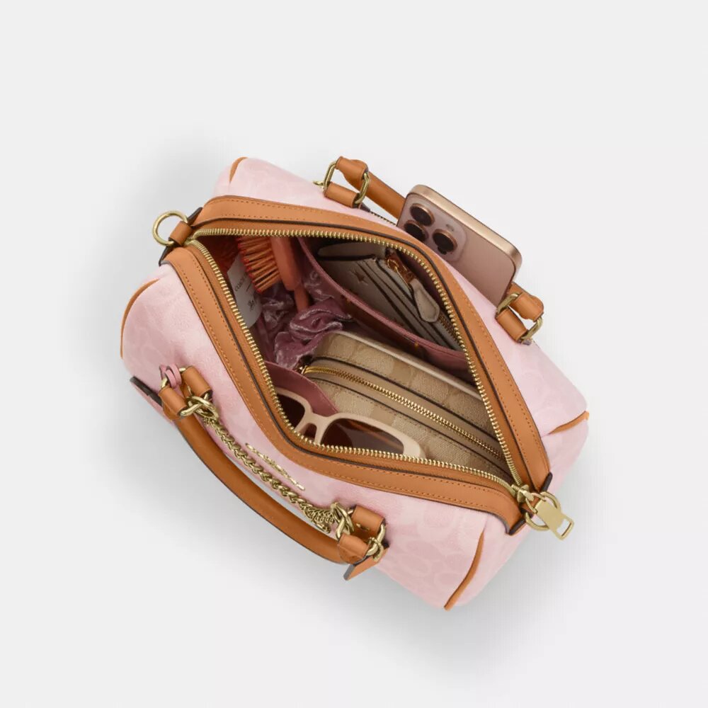 Rowan Satchel Bag in Signature Canvas with Charms