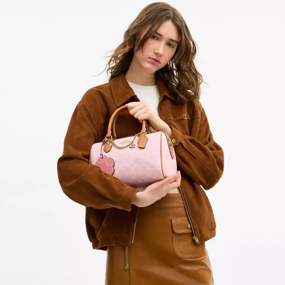 Rowan Satchel Bag in Signature Canvas with Charms