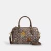 Rowan Satchel Bag in Signature Jacquard with Floral Embroidery