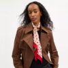 Sculpted C Cherries Print Silk Wide Skinny Scarf