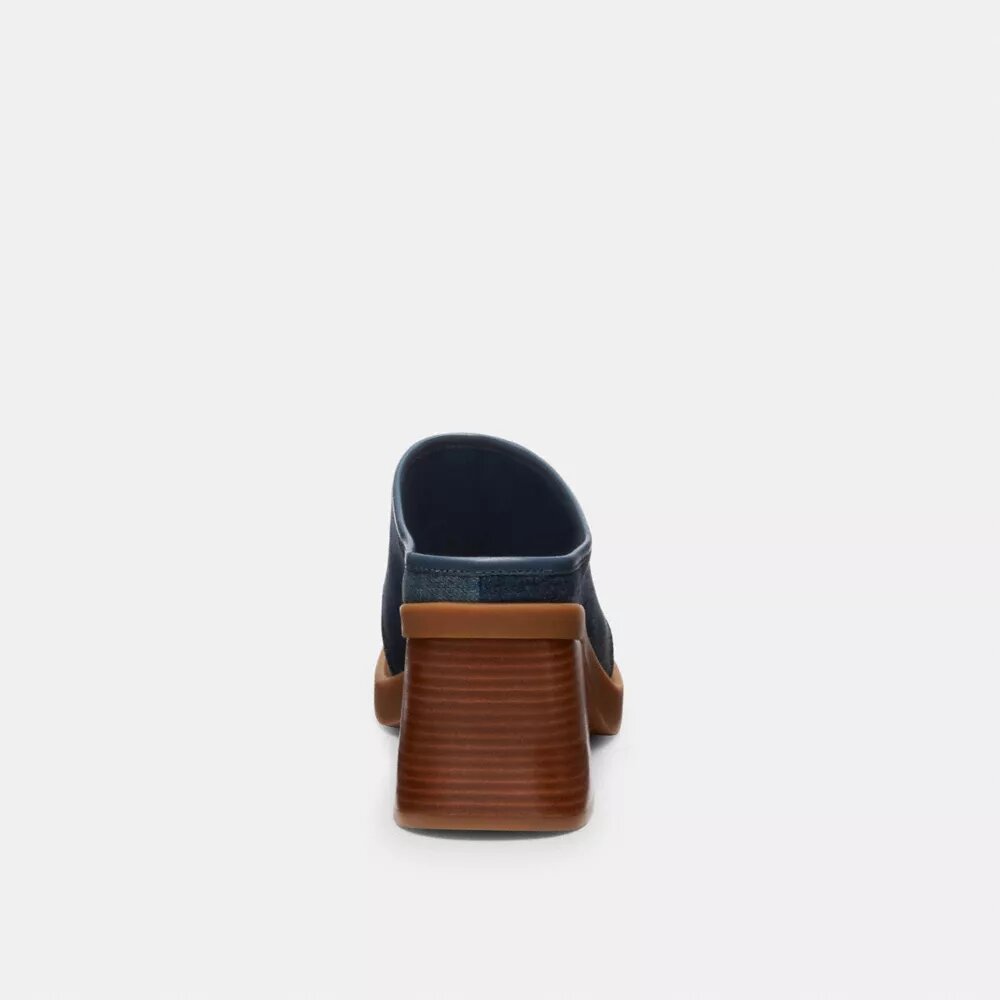 Sculpted C Heeled Mule in Loved Denim