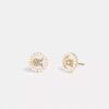 Sculpted C Pearl Stud Earrings