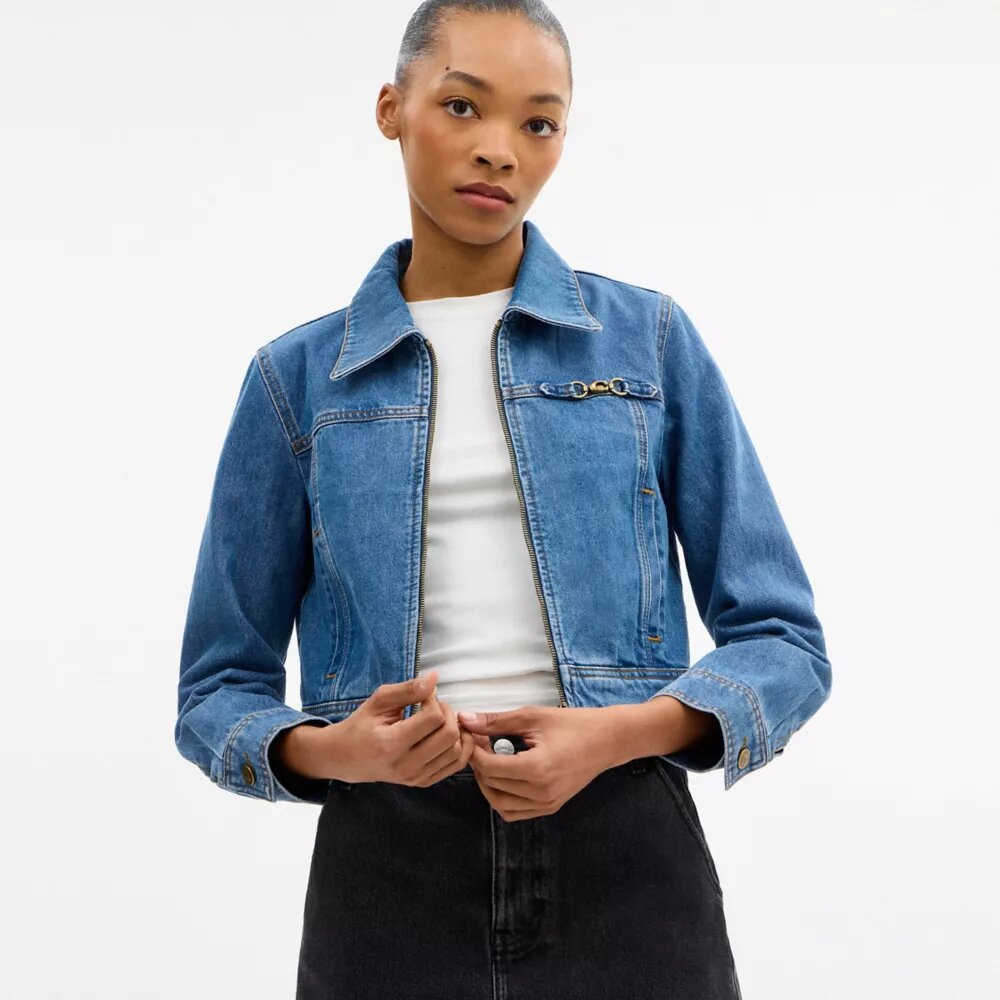 Sculpted C Shrunken Denim Jacket in Organic Cotton