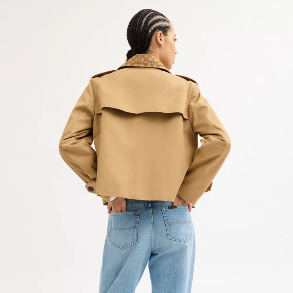 Short Trench Coat with Signature Collar