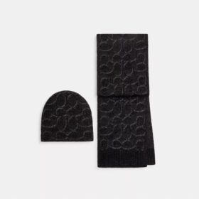 Signature Metallic Beanie and Muffler Gift Set