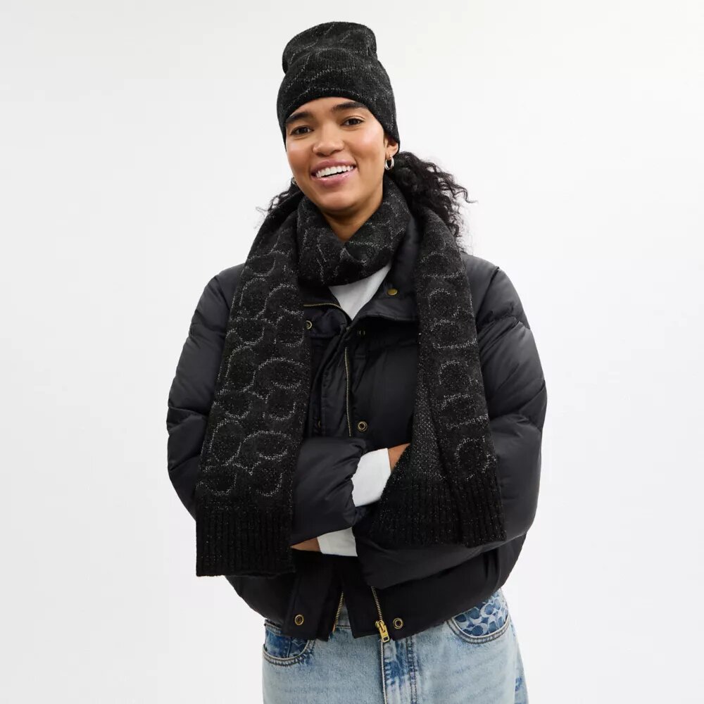 Signature Metallic Beanie and Muffler Gift Set