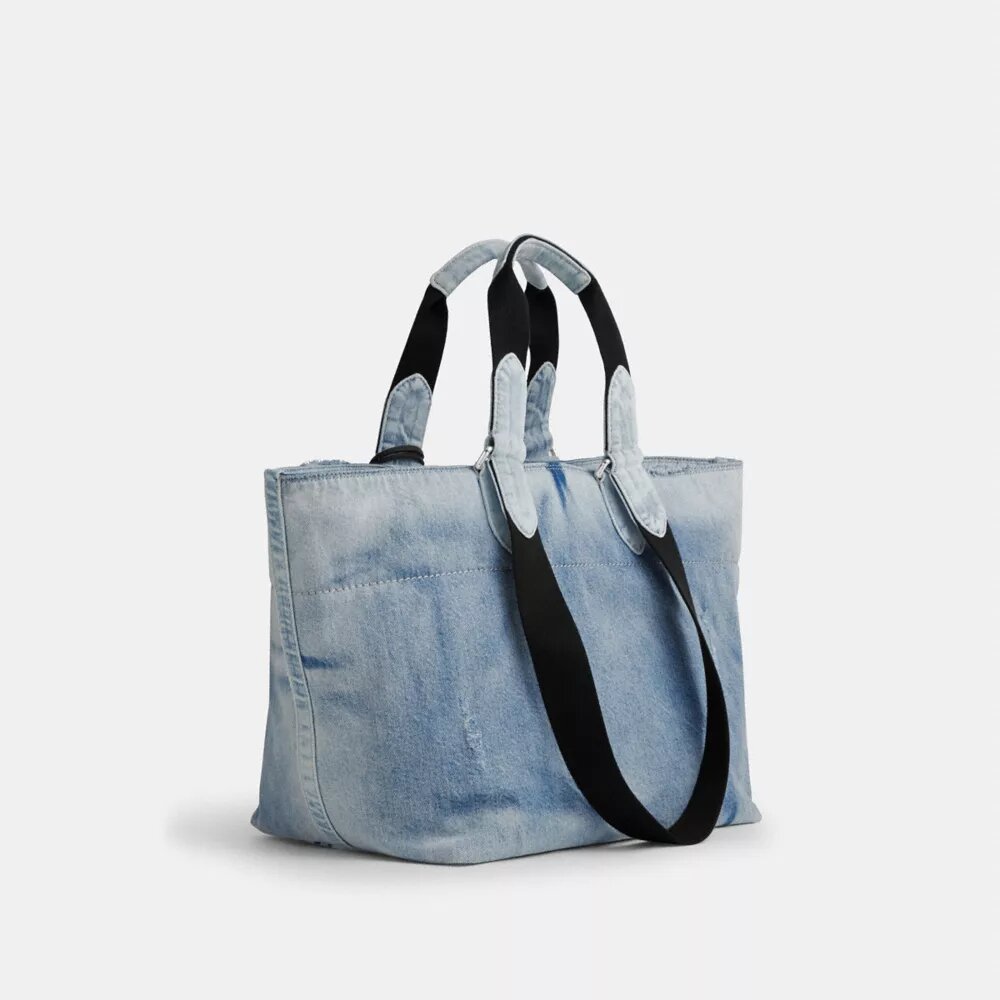Small Tour Tote Bag in Loved Denim with Charms