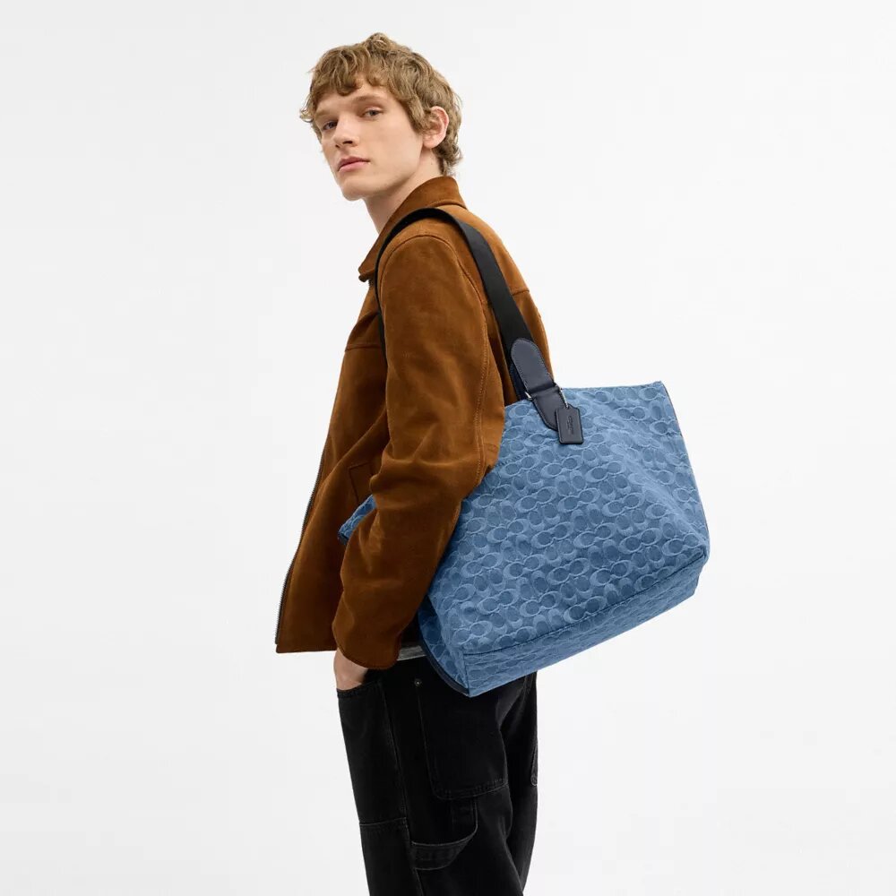 Small Tour Tote Bag in Signature Denim