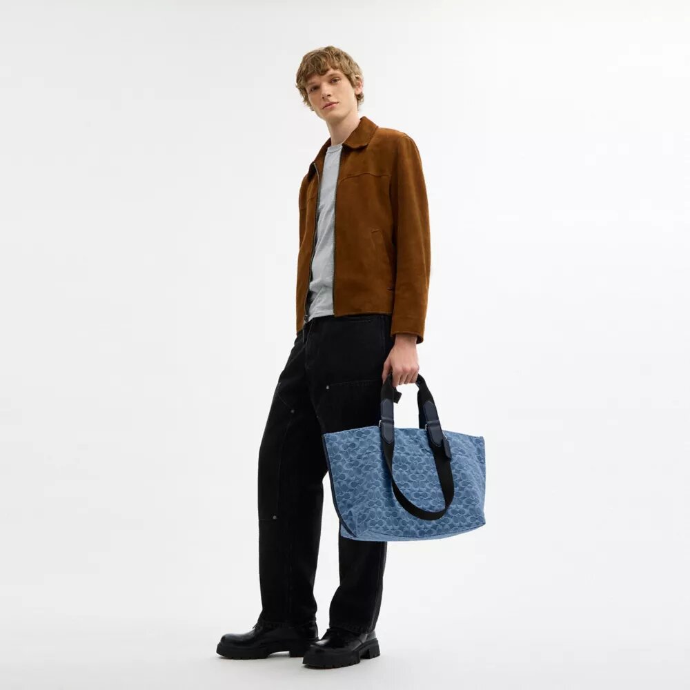 Small Tour Tote Bag in Signature Denim