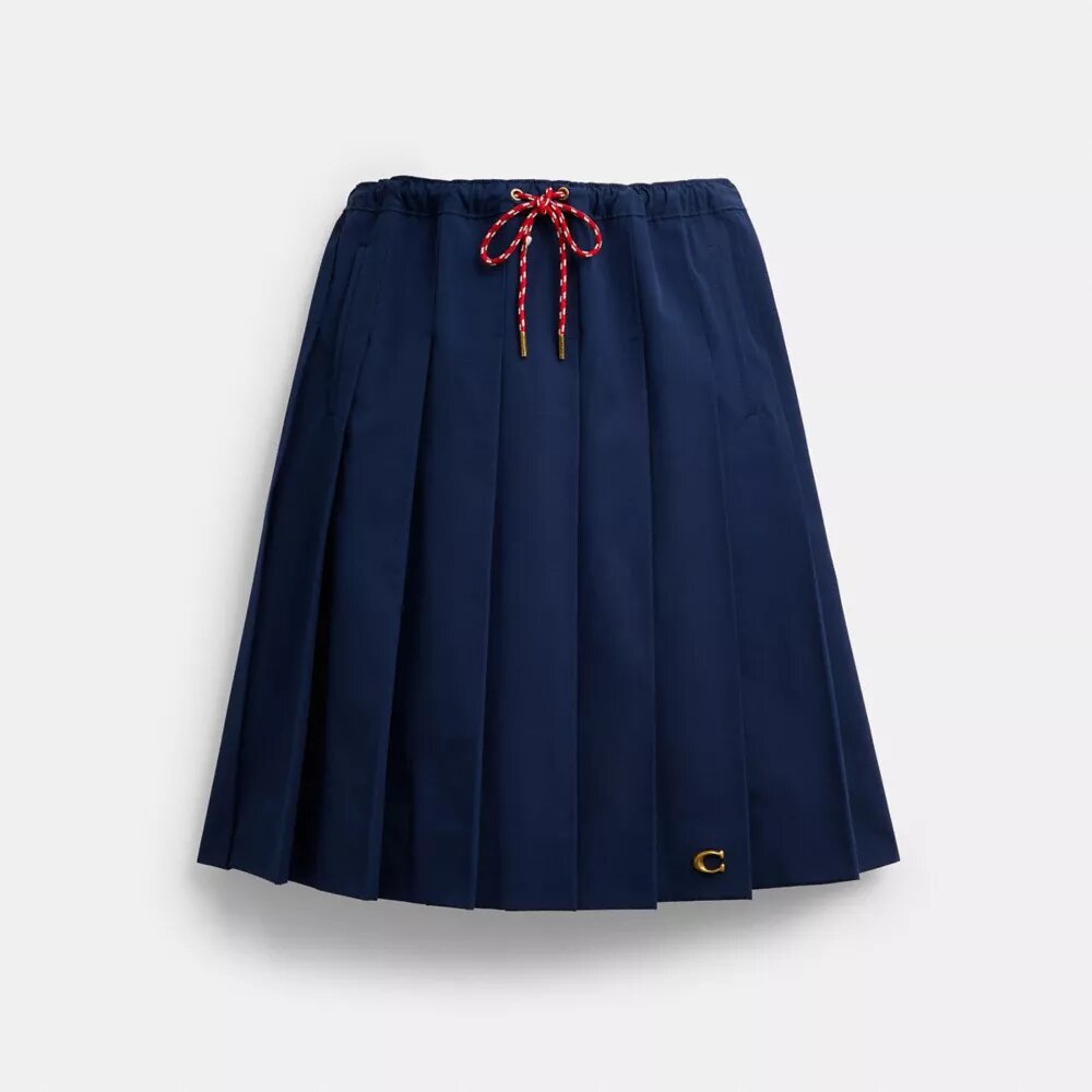 Sporty Pleated Midi Skirt