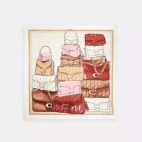 Stacked Tabby Bags Print Silk Square Scarf